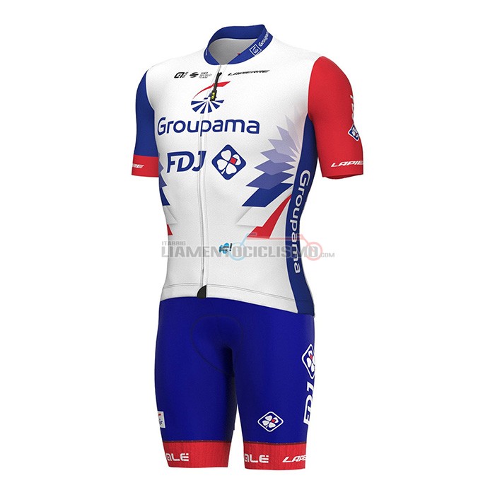 Abbigliamento Ciclismo Groupama FDJ Manica Corta 2022 Rosso Blu